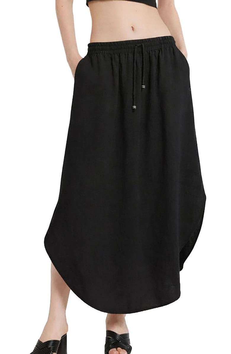 ottod'Ame Linen Long Skirt, Main, color, Black
