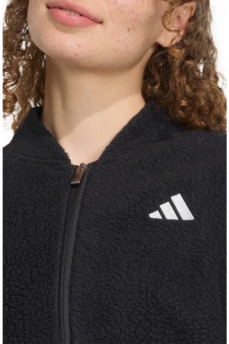Fleece Zip Jacket, Alternate, color, BLACK/ SILVER METALLIC