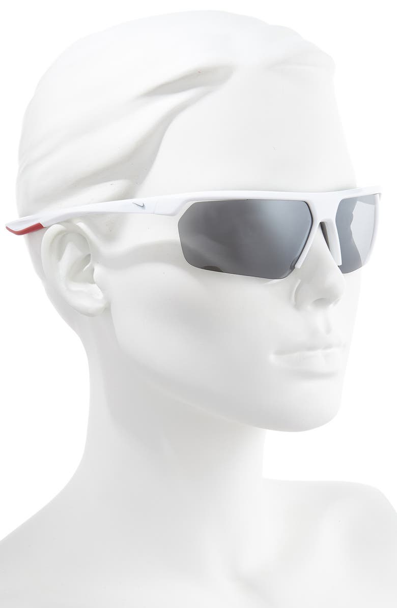 Nike Gale Force 71mm Sunglasses, Alternate, color, White/ Silver Flash