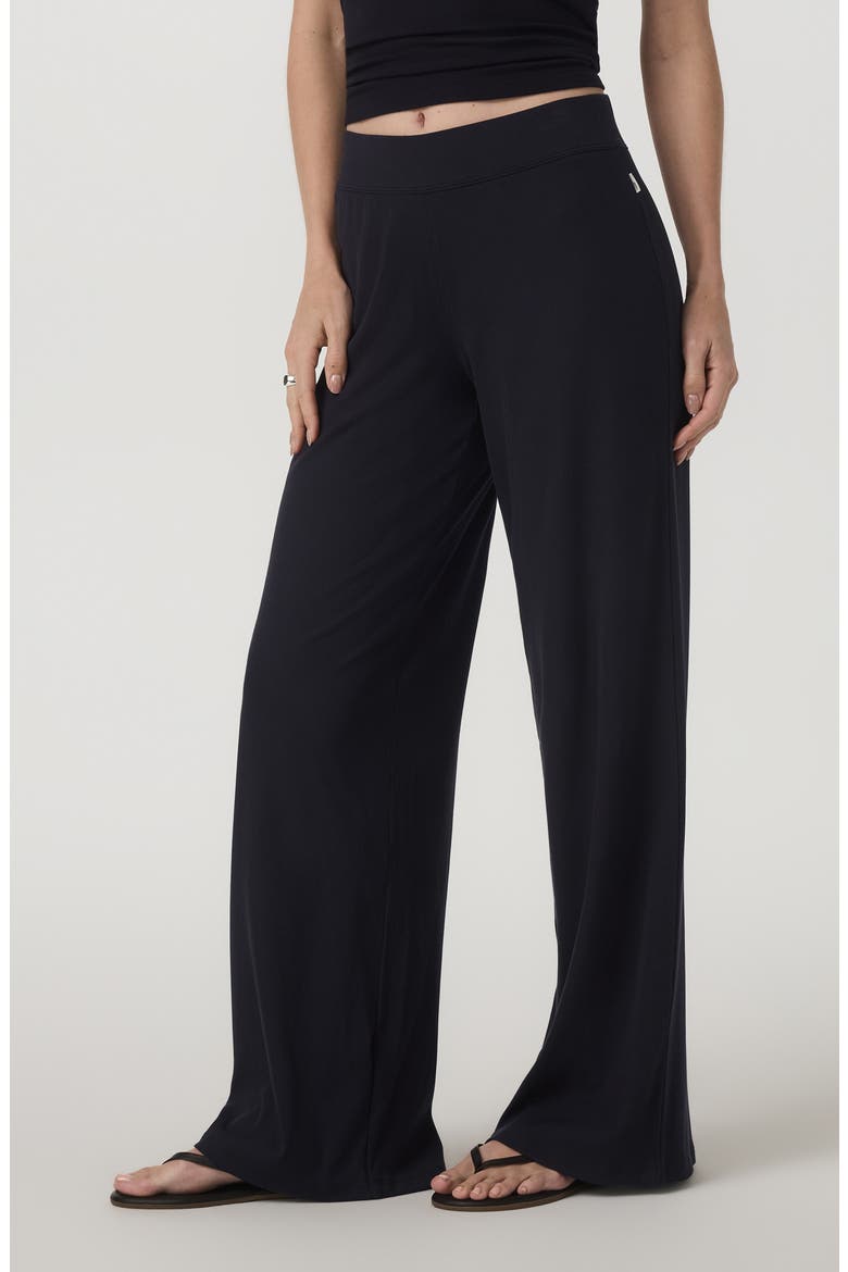Pose Rib Wide Leg Sweatpants, Alternate, color, BLACK