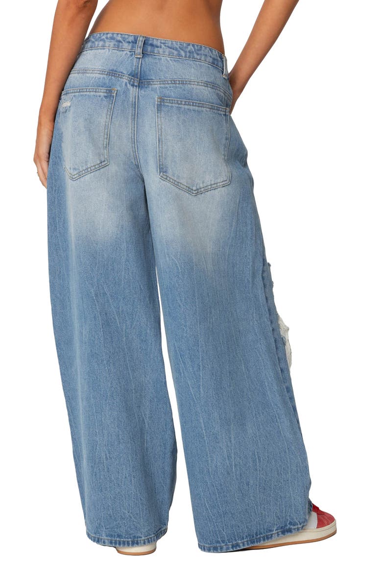 Ripped Low Rise Baggy Wide Leg Jeans, Alternate, color, BLUE-WASHED