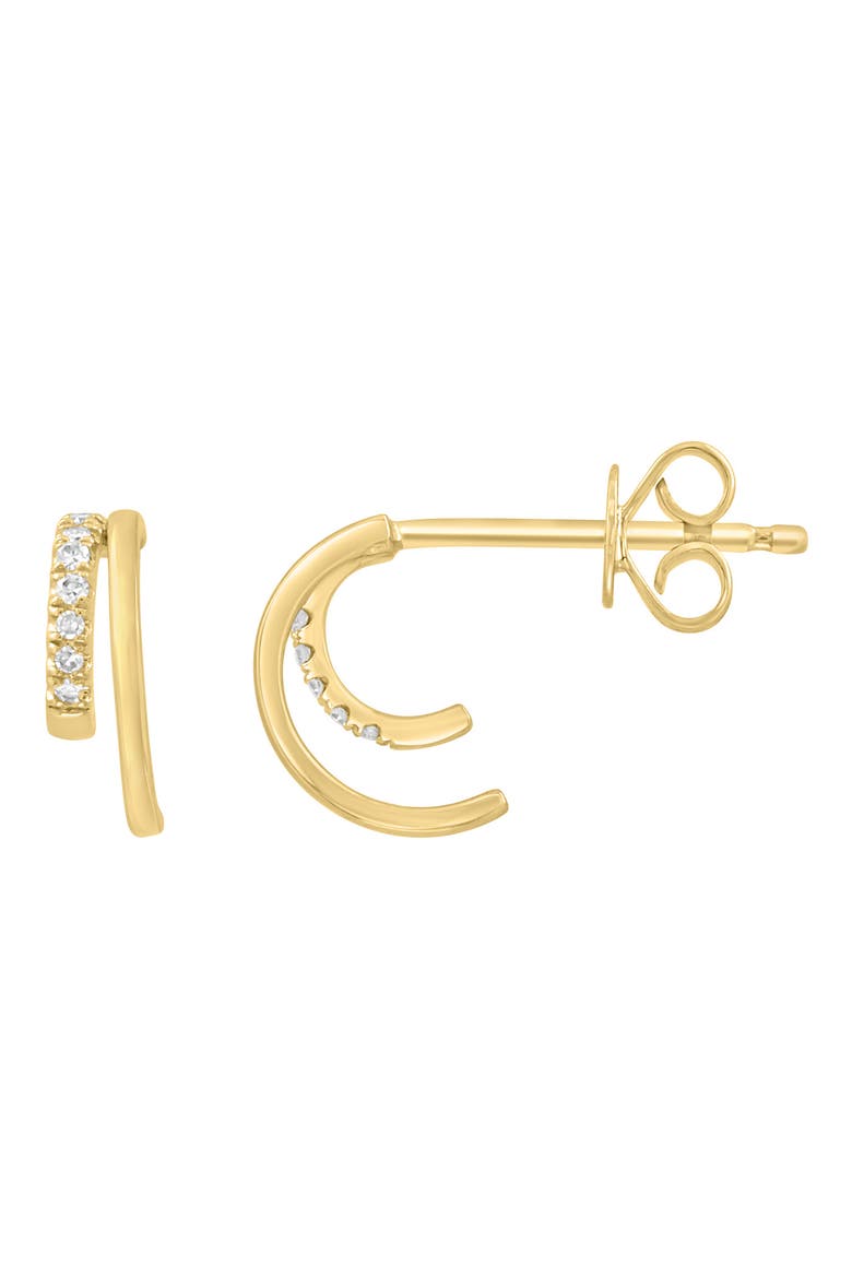 14K Yellow Gold Plated Sterling Silver Diamond Double Hoop Earrings, Main, color, GOLD