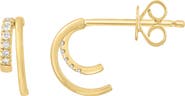EFFY 14K Yellow Gold Plated Sterling Silver Diamond Double Hoop Earrings