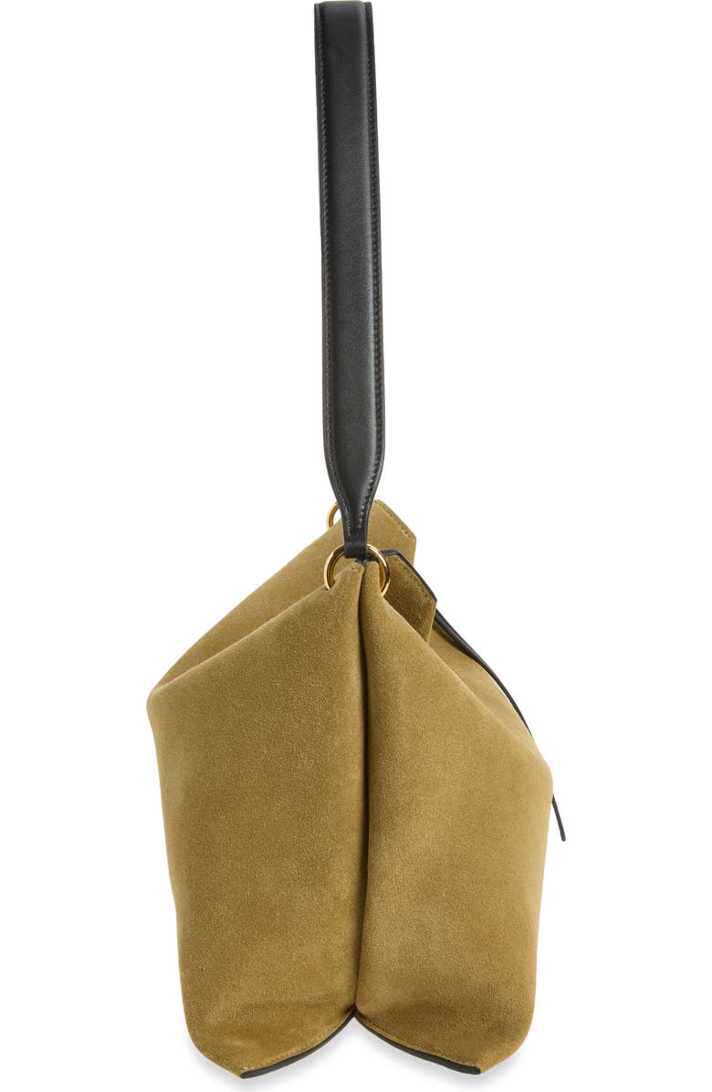 Wandler Small Penelope Slouch Suede Shoulder Bag, Alternate, color, Khaki Suede / Black