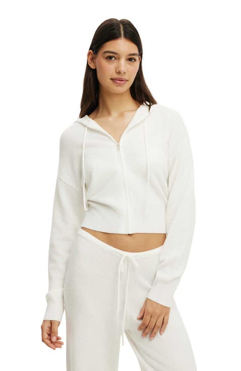 Women's Hooded Zip Up Knit Cardi