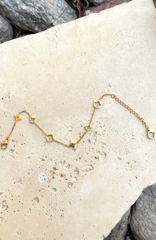 Adornia Clover Charm Station Bracelet In Gold
