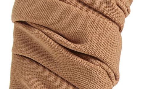 Tasha Ruched Satin Headband In Tan