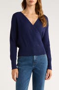 GIBSONLOOK Surplice V-Neck Cotton Blend Pointelle Sweater