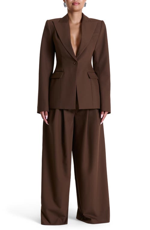 Naked Wardrobe Suiting Oversize Wide Leg Pants In Brown