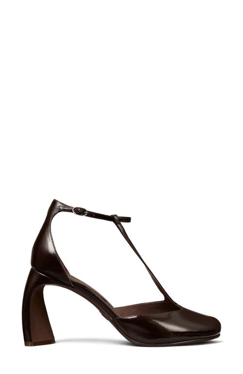 Tory Burch Peep-toe T-strap Heeled Sandal In Brown