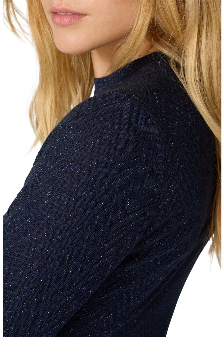 Women's Short Flared Dress With Long Sleeves And Jacquard Detailing, Alternate, color, Blue