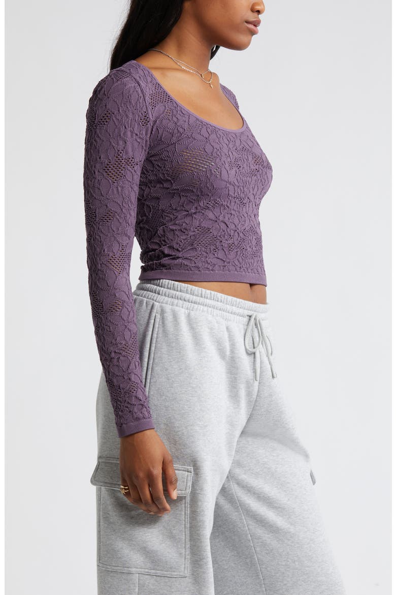 Mesh Jacquard Long Sleeve T-Shirt, Alternate, color, PURPLE MONTANA