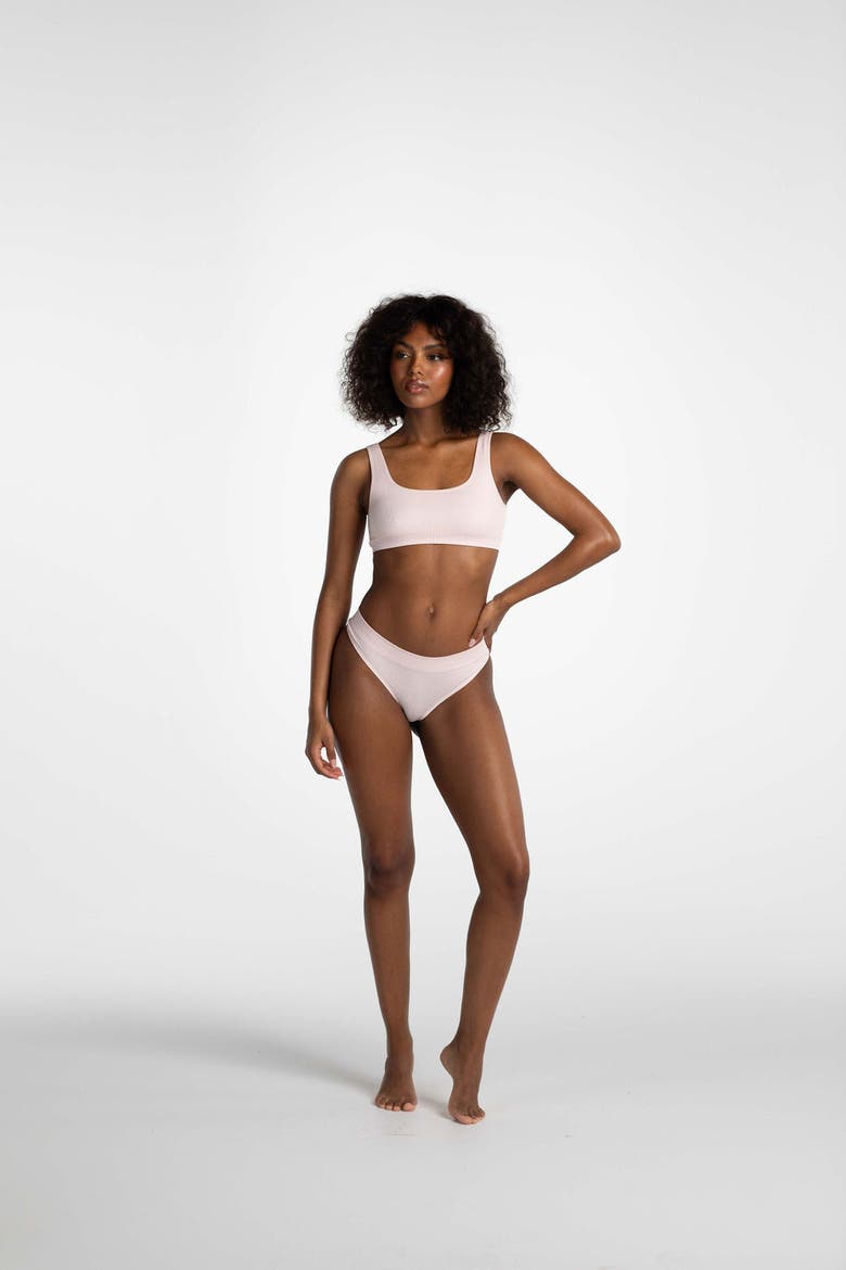 Low Hide Ribbed Thong, Alternate, color, Studio Pink