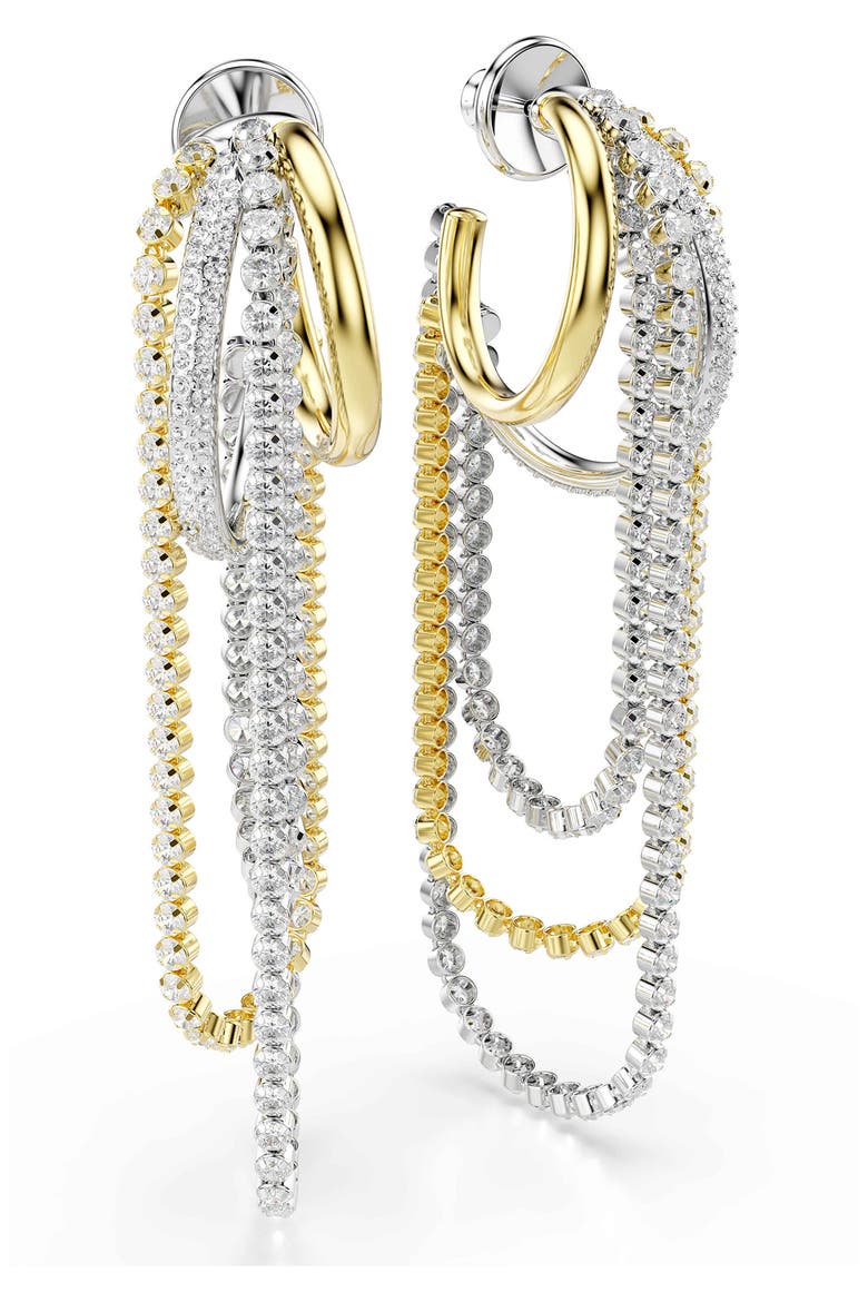 Hyperbola Mixed Metal Crystal Drop Earrings, Alternate, color, WHITE MIX