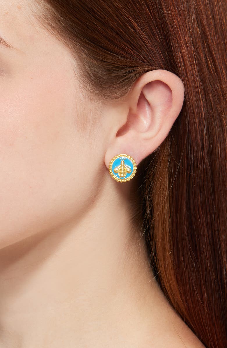 Karine Sultan Bee Coin Stud Earrings, Alternate, color, Blue