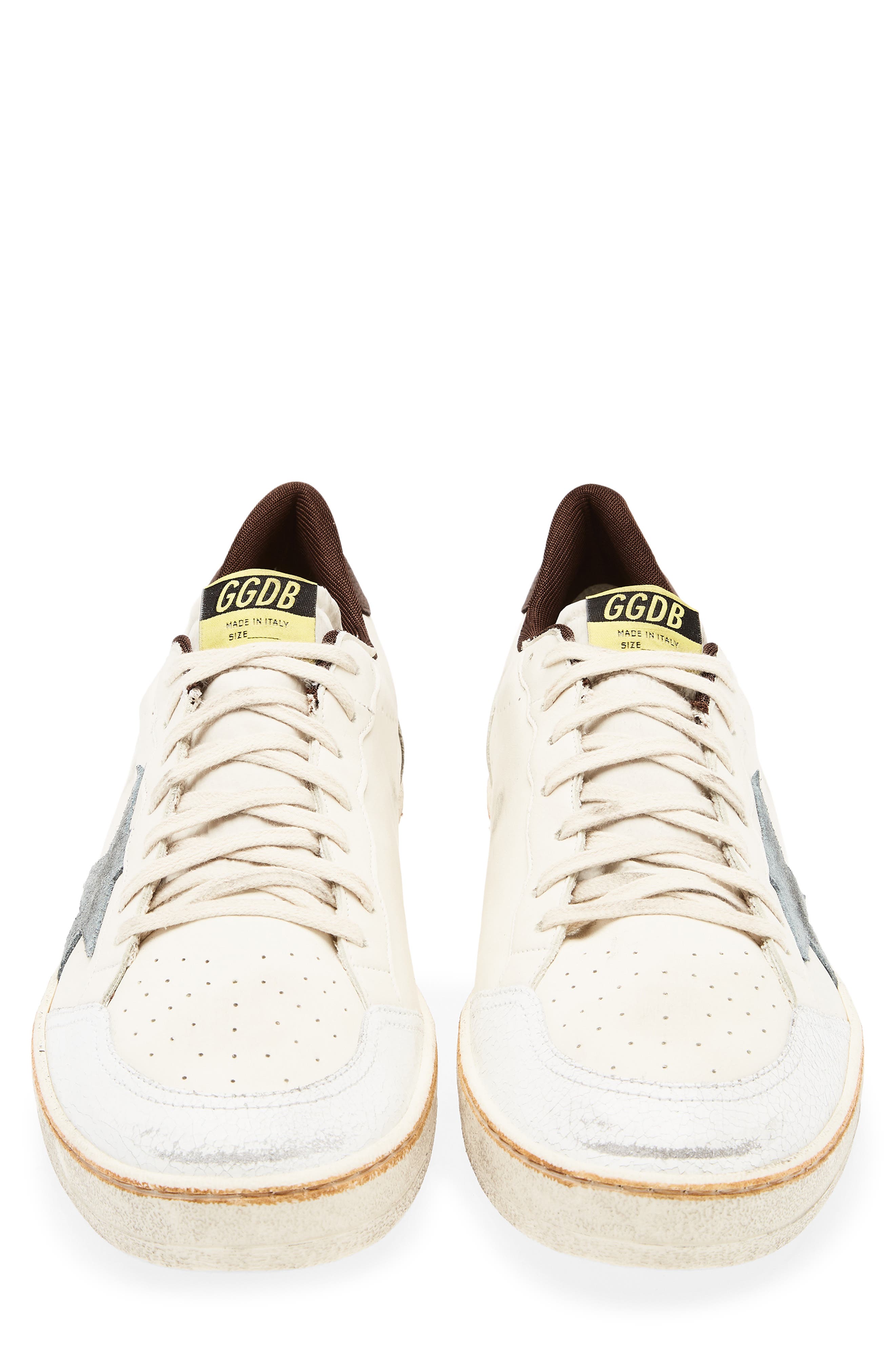 Golden Goose Ball Star Low Top Sneaker, Alternate, color, White/Silver Blue/Brown