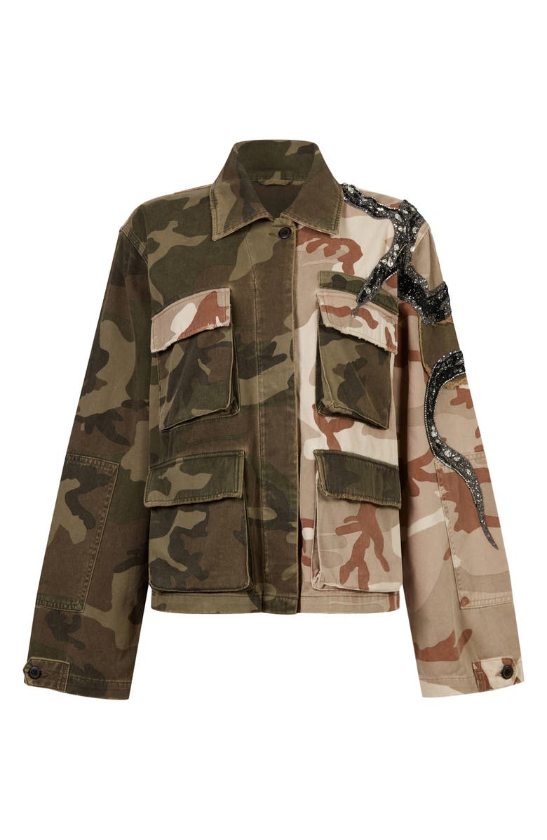 AllSaints Finch Beaded Snake Cotton Camo Jacket | Nordstrom