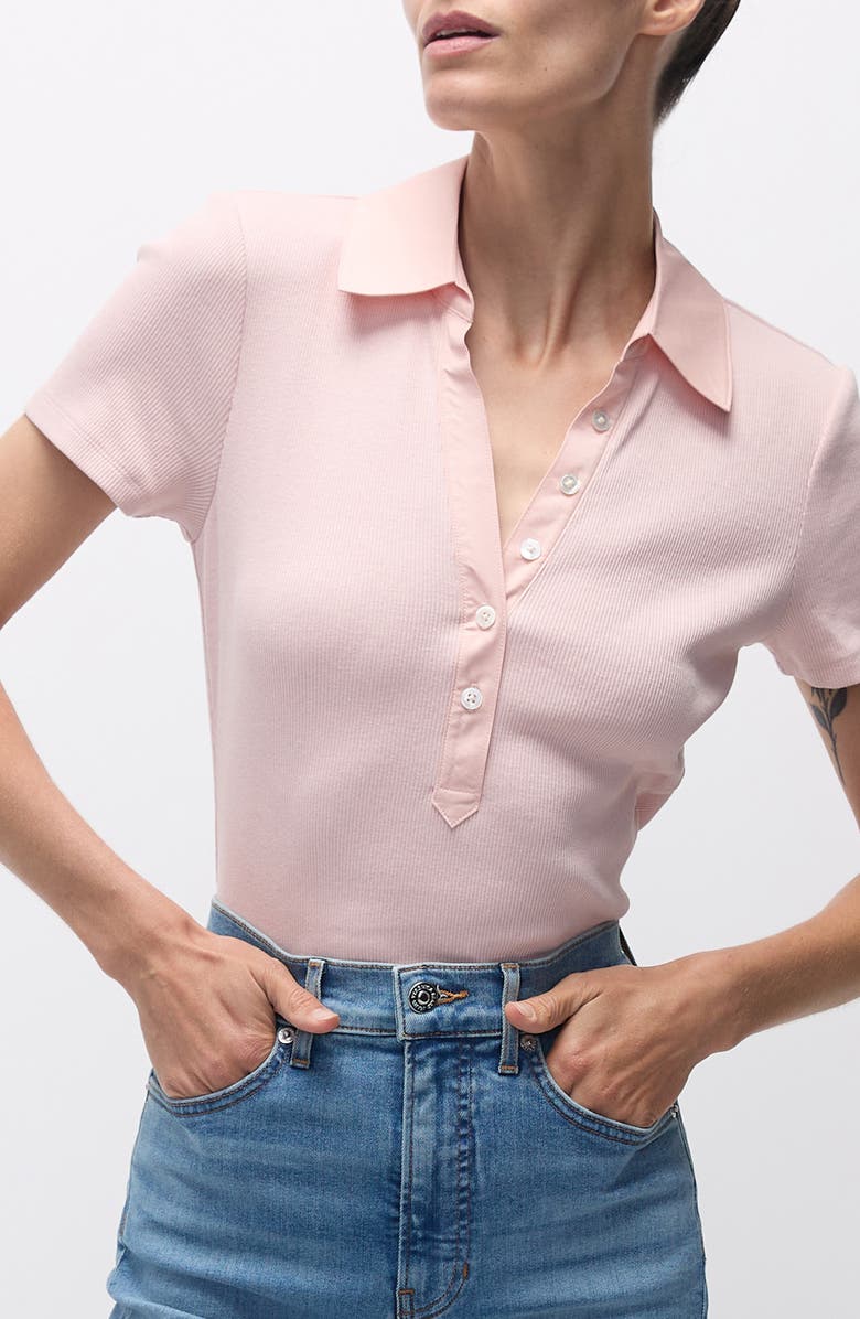 Veronica Beard Kearney Stretch Cotton Polo, Alternate, color, Pink Clay