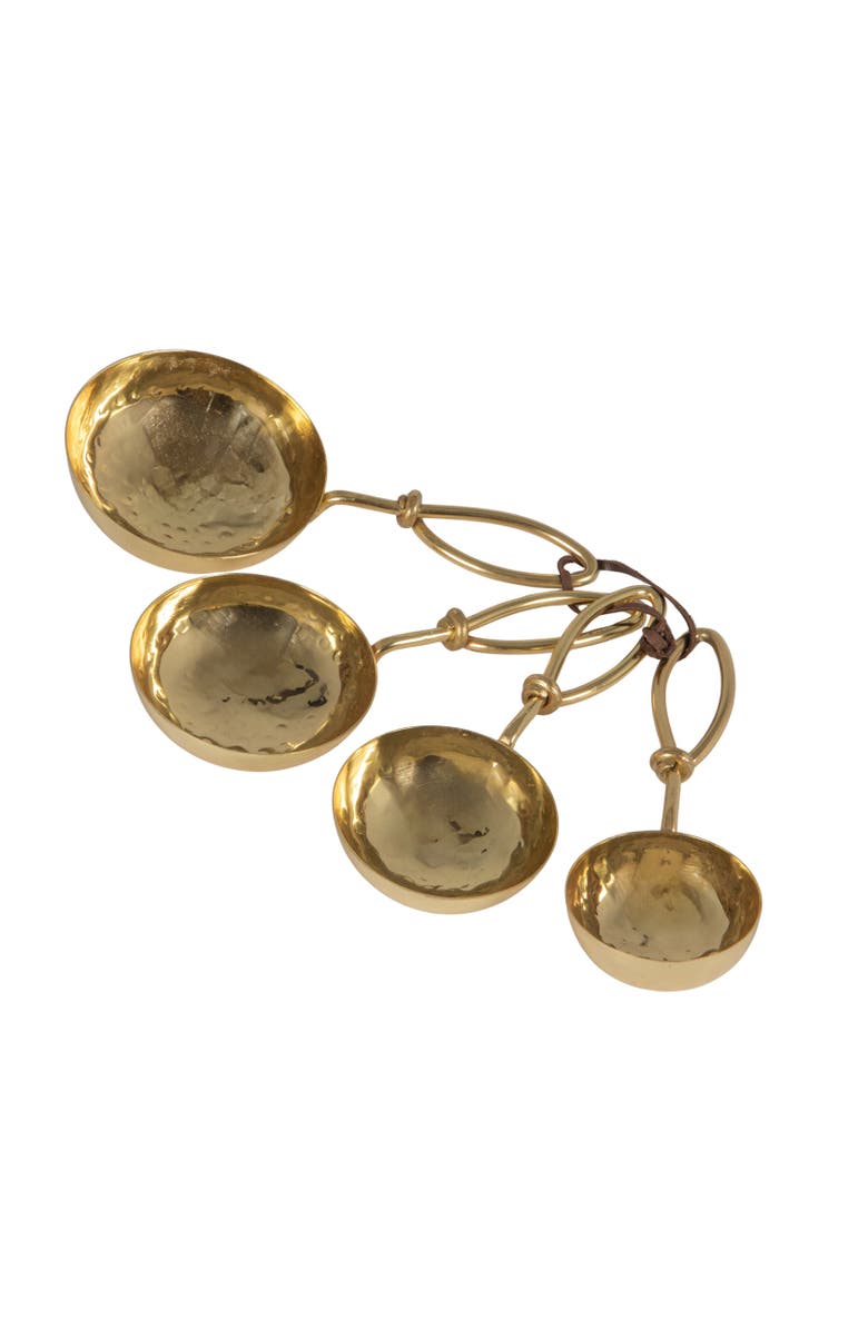Storied Home Set of 4 Hammered Stainless Steel Scoops, Gold Finish, Main, color, Brass