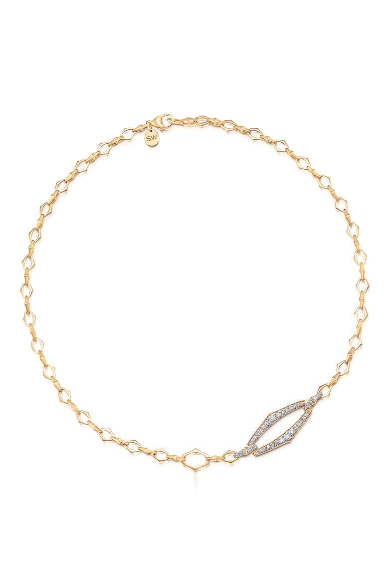 Lucia Outline Pavé Diamond Pendant Necklace, Main, color, YELLOW GOLD