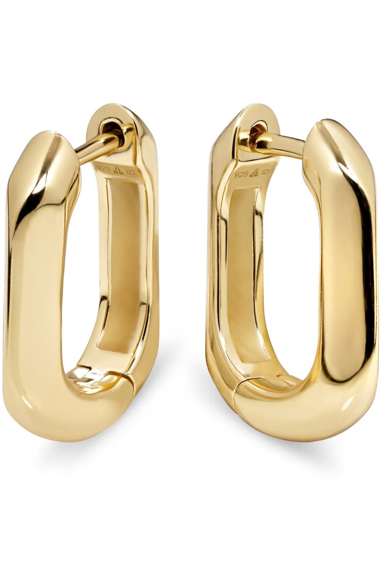 DEVATA Beveled Hoop Earrings in Gold Plated Sterling Silver, Main, color, Yellow Gold