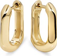 DEVATA Beveled Hoop Earrings in Gold Plated Sterling Silver