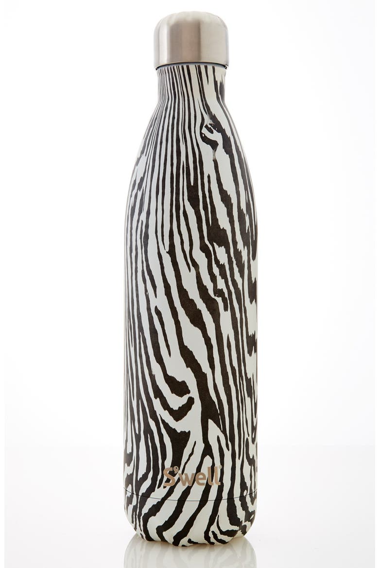 The Exotics Collection - Zebra Insulated Stainless Steel Water Bottle, Main, color, NOIR ZEBRA