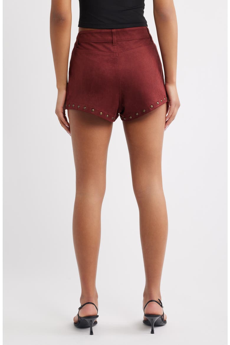 Studded Faux Suede Shorts, Alternate, color, BARDOT