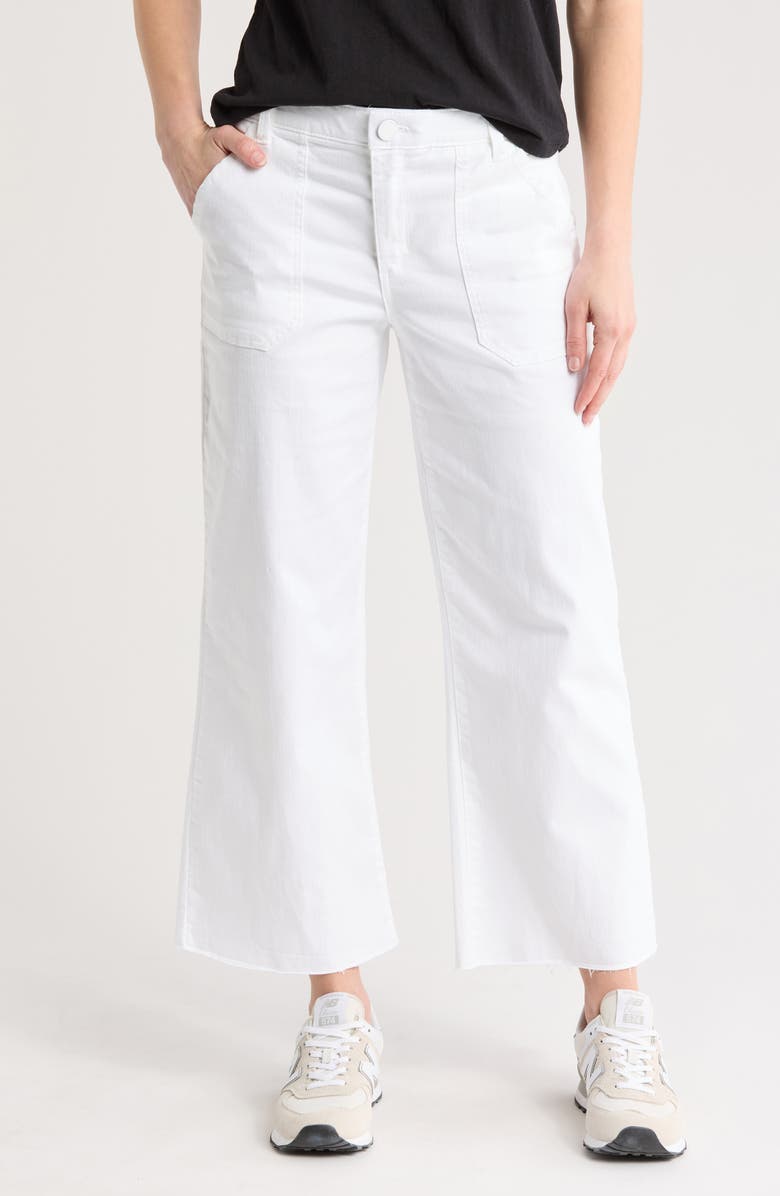 Democracy Raw Hem Crop Flare Utility Jeans, Main, color, White