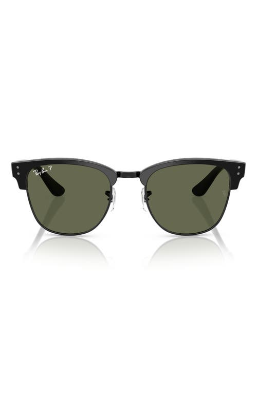 Ray Ban Clubmaster Reverse Sunglasses Black Frame Green Lenses Polarized 54-21 In Black Green