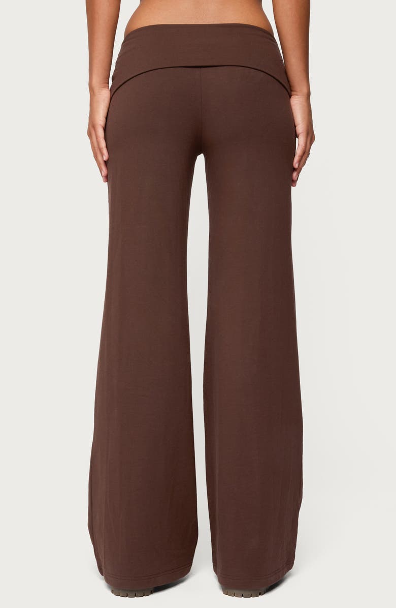 EDIKTED Wide Leg Foldover Pants, Alternate, color, Brown