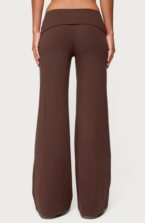 Edikted Wide Leg Foldover Pants In Brown