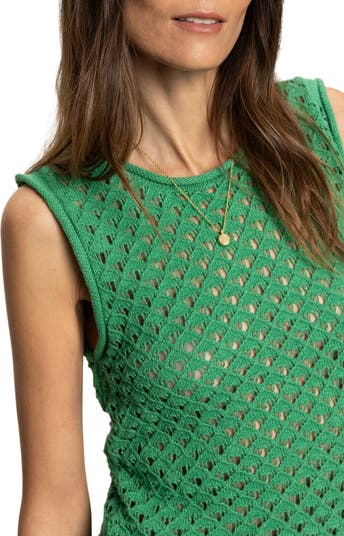 Open Stitch Sleeveless Cotton Sweater