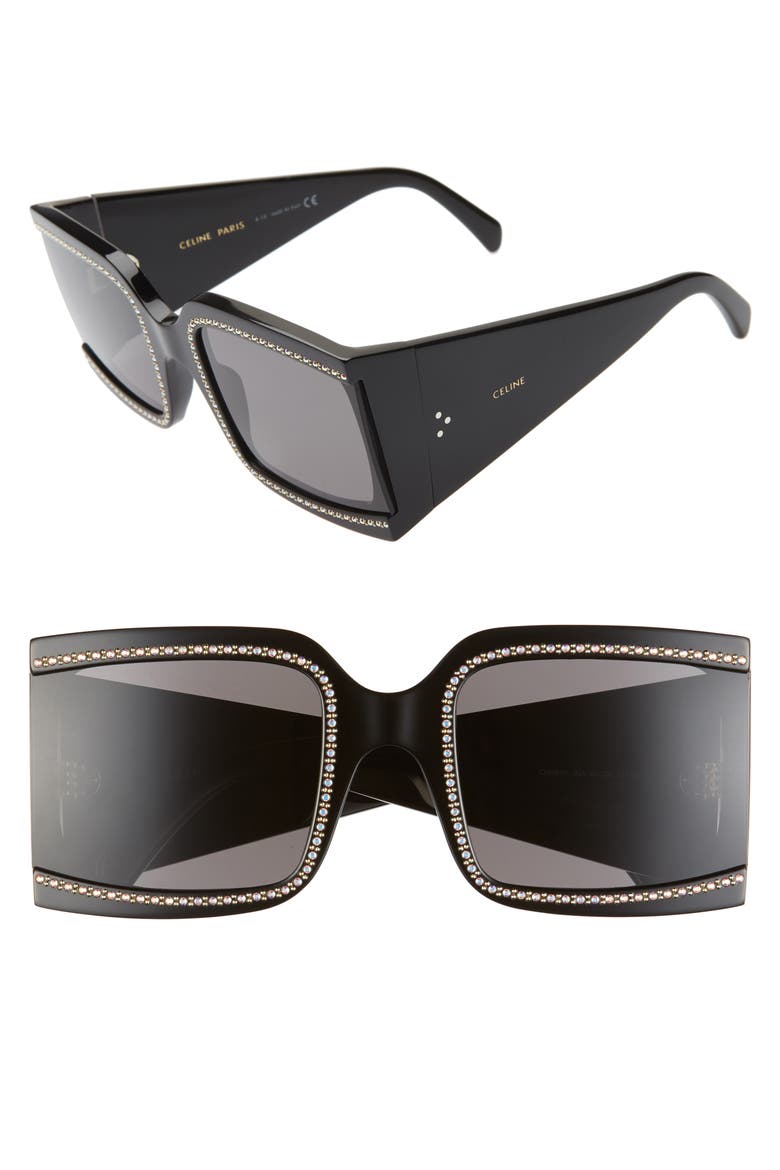 60mm Square Sunglasses, Main, color, MATTE BLACK/ SMOKE