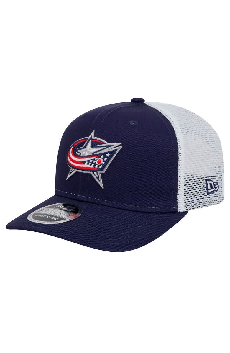 New Era Men's New Era Navy Columbus Blue Jackets Core Trucker 9SEVENTY Stretch-Snap Hat, Main, color, 