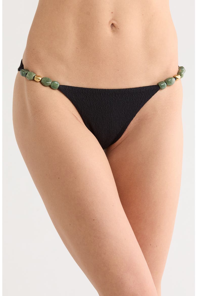 Firenze Kiana Beaded Bikini Bottoms, Main, color, BLACK