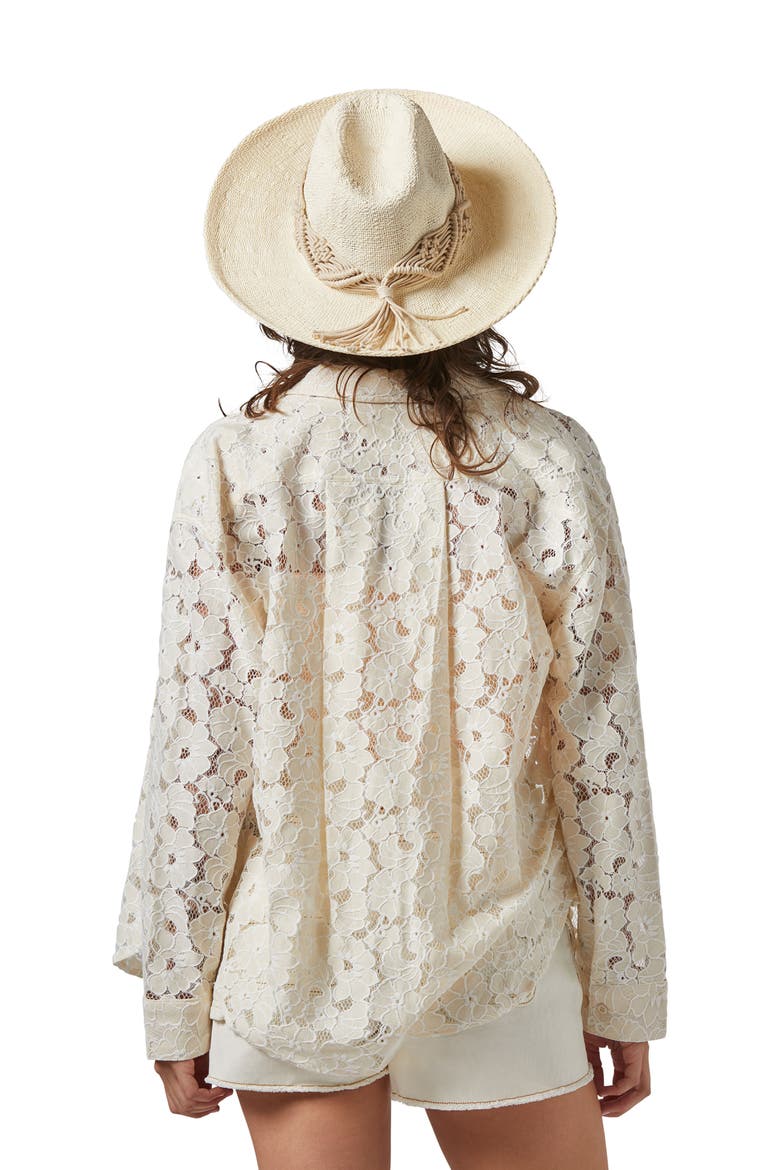 Matteo Macramé Accent Straw Hat, Alternate, color, BONE/ BONE