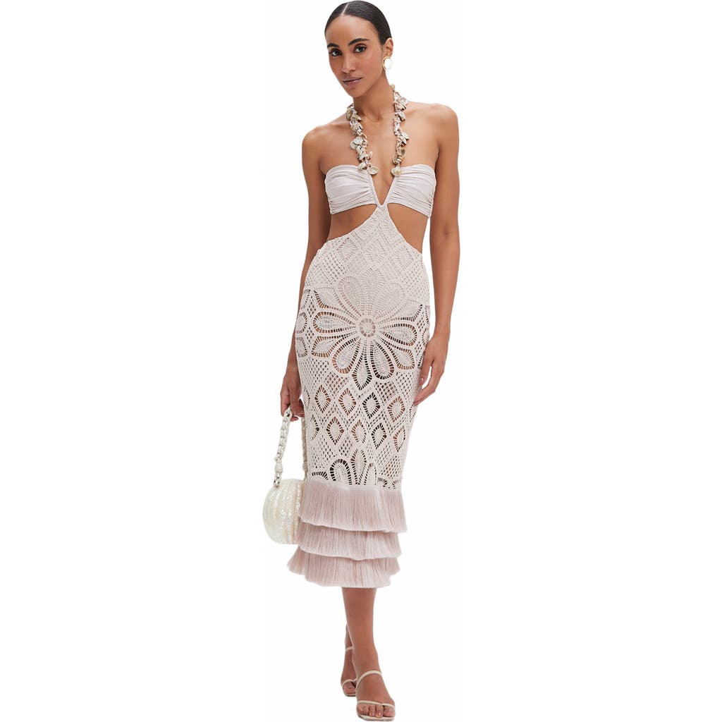 PatBO Flower Crochet Embroidered Midi Dress in Beige  product