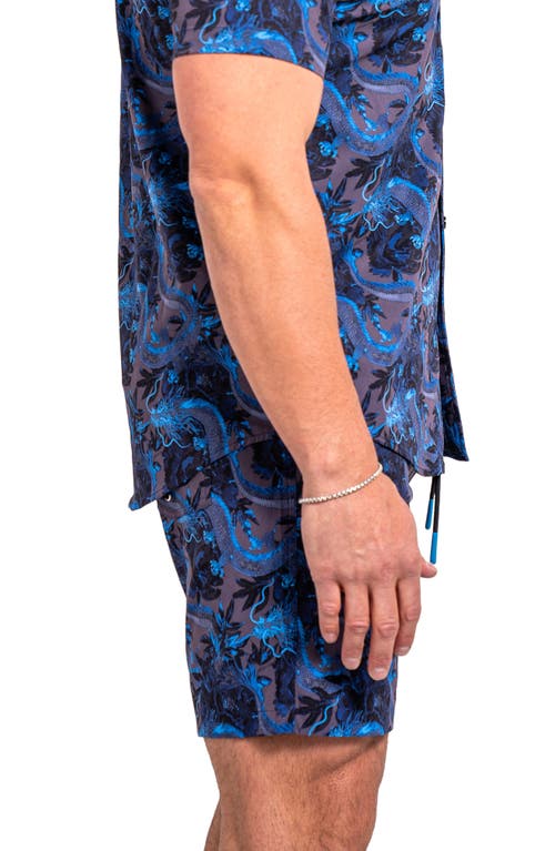 Maceoo Liondragon Blue Swim Trunks In Blue