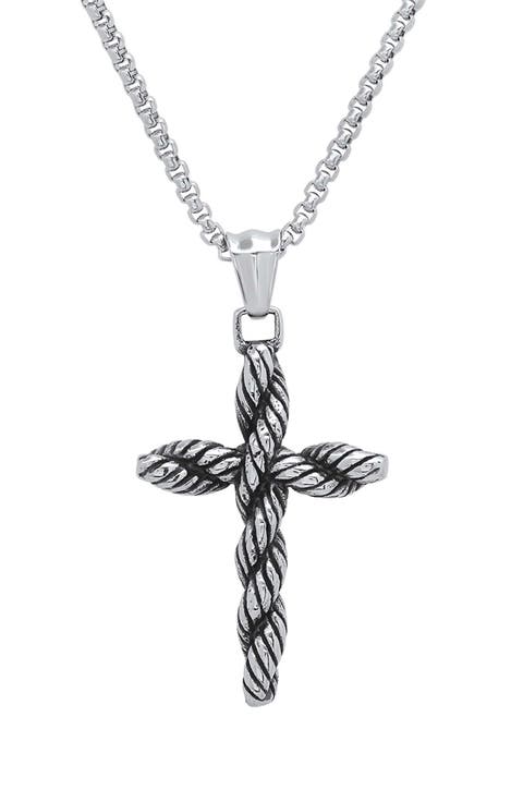 Men's Stainless Steel Twisted Cross Necklace