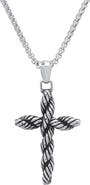 STEELTIME Men's Stainless Steel Twisted Cross Necklace