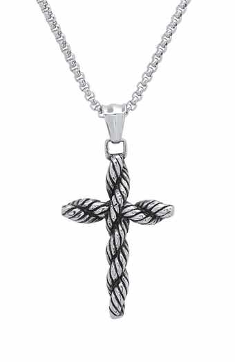 Men's Stainless Steel Twisted Cross Necklace
