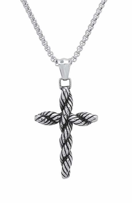 Men's Stainless Steel Twisted Cross Necklace