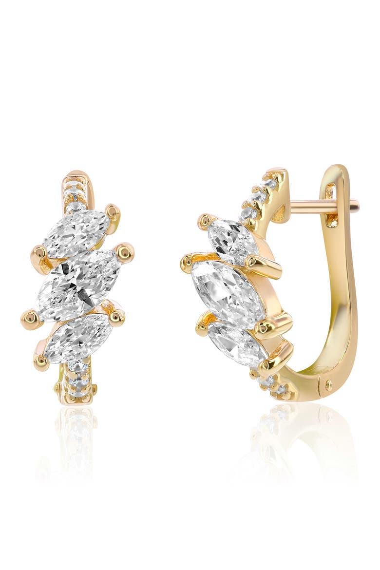Marquis Cubic Zirconia Huggie Hoop Earrings, Alternate, color, GOLD