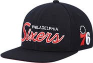 Mitchell & Ness Men's Mitchell & Ness Black Philadelphia 76ers Hardwood Classics Script 2.0 Snapback Hat