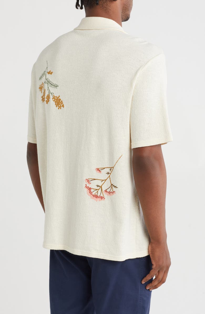 TRUTH Floral Embroidered Cotton Knit Camp Shirt, Alternate, color, 