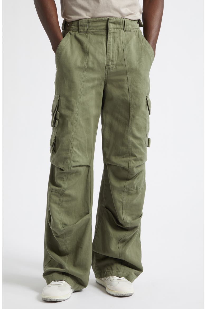 Cotton & Linen Cargo Pants, Main, color, 7EC GREEN