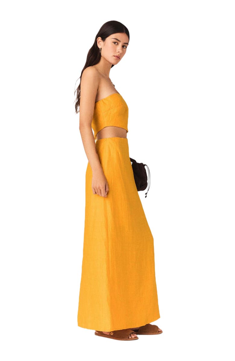 maje Asymmetrical Linen-Blend Dress, Alternate, color, Orange