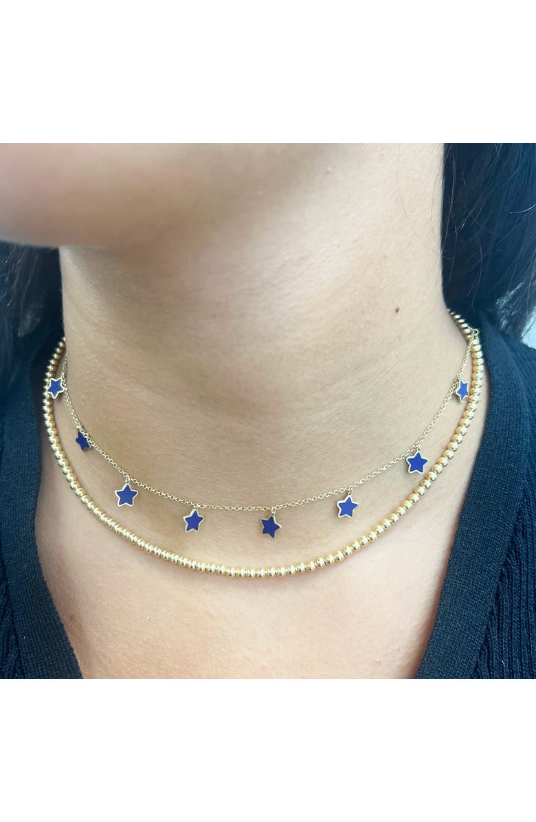 The Lovery Fine Jewelry Lapis Star Dangle Necklace, Alternate, color, Lapis