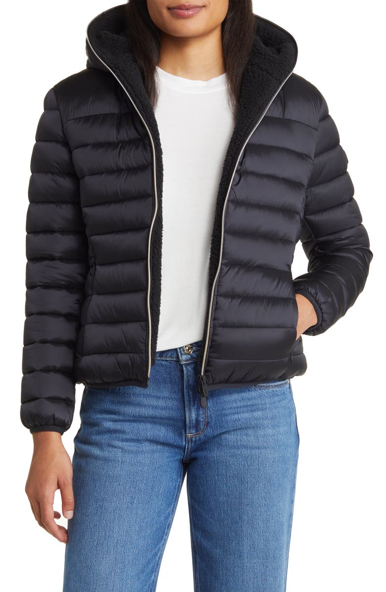 Save The Duck Elvira Water Resistant Hooded Puffer Jacket, Alternate, color,